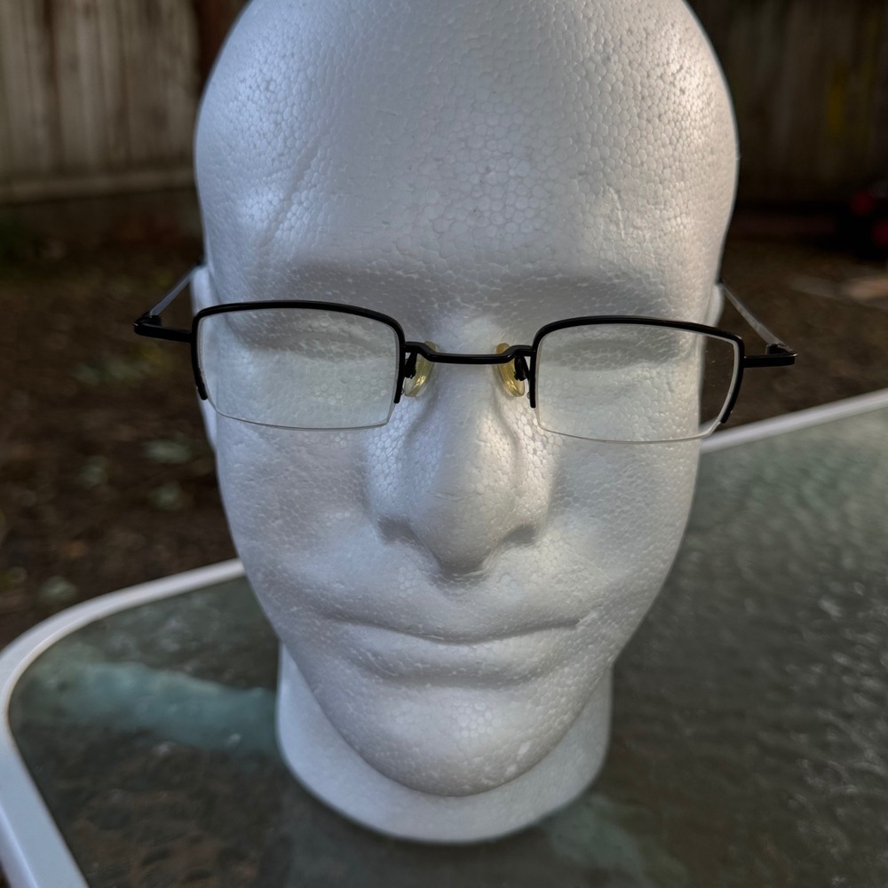 Theo Mele Eyeglasses Black Metal Rectangular Frames Belgium Designer with Case‎
